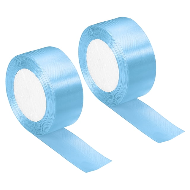Unique Bargains 1.5 Inch Wide 24 Yards Satin Ribbon, 2 Pack Double Face Solid Crafts Roll for Party Home DIY Wrapping Decoration, Sky Blue