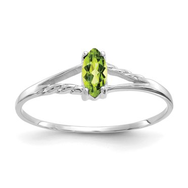 10k White Gold Polished Geniune Peridot Birthstone Ring Size 6