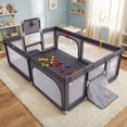 thumbnail image 4 of Gymax 81'' x 57'' Extra Large Playpen for Babies & Toddlers Foldable Kids Play Yard w/ Basketball Hoop, 4 of 9
