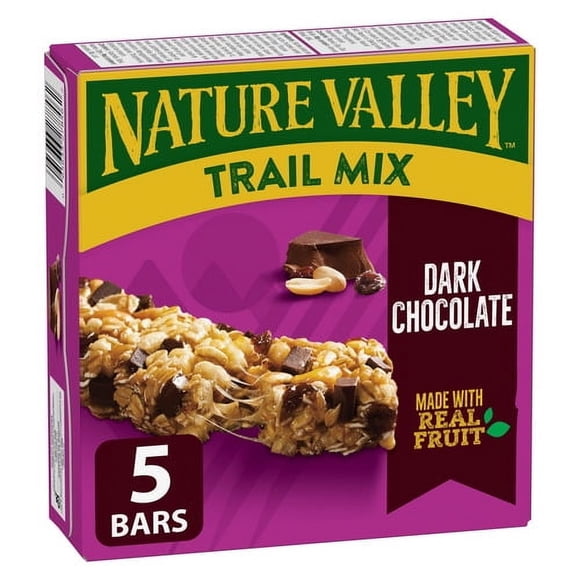 Nature Valley Barres Granola Tendres Mélange du Randonneur, Chocolat Noir, 5 Barres