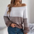 thumbnail image 2 of Sentmoon Fall Outfits Round Neck Color Block Women's Long Sleeve Tops Oversized Knitted Lightweight and Warm Loose Womens Fall Clothes Active Fall and Winter for Weekend Brunch Outfit, 2 of 9