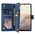 thumbnail image 2 of Case for Google Pixel 6 PRO 5G Leather Magnetic Handbag Zipper Pocket Cover Wrist Strap, 2 of 5