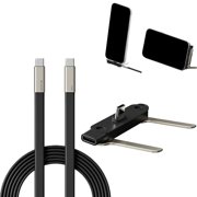 240W Super Fast Charging Cable with 360 Invisible Stand, Detachable 2 in 1 Charger Cord & Phone Holders for Gaming Office Car Travel, Zinc Alloy Type-C Braided Data Cable 1.5M