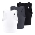 thumbnail image 3 of HBFAGFB Lightweight Tank Tops Womens 3 Piece Seamless Workout Shirts Simple Undershirt Hot Pink Size XL, 3 of 3