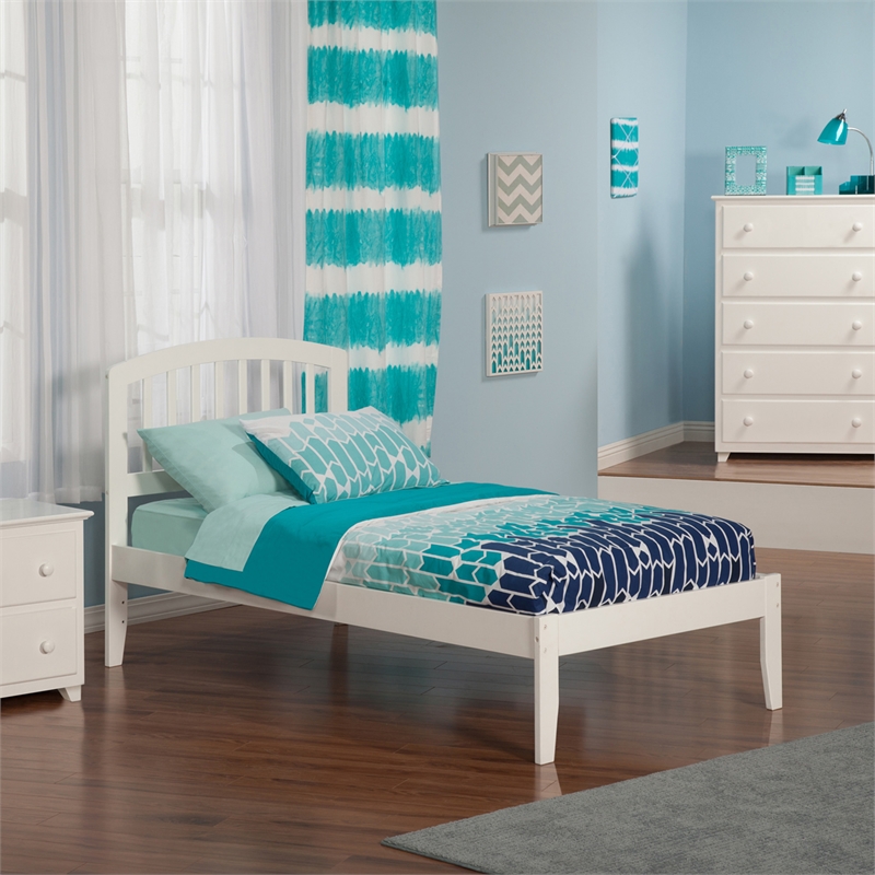 Lit Plateforme en Bois Massif Richmond Simple TG, Blanc