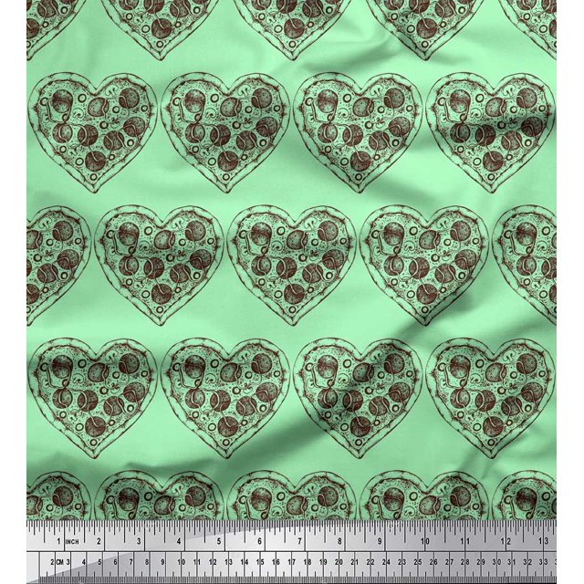 Soimoi Rayon Fabric Pizza Food Printed Craft Fabric by the Yard 56 Inch Wide