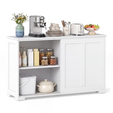Costway 42" Sideboard Buffet Cabinet Wooden Kitchen Storage Cabinet White