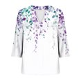 thumbnail image 5 of RKSTN Hauts pour Enseignantes Blouse à Manches 3/4 à Col en V Imprimée Décontractée pour Femmes Grande Taille Haut à la Mode et Confortable Tenues d'École pour Enseignantes, 5 of 5