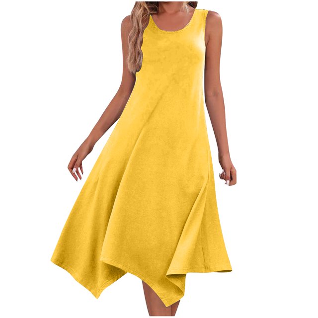 Mrat Robes pour Femmes Manches Courtes Col en V à Cordon Décontractée à Volants Ligne A Mini Robe Florale Robes Maxi S-129 Jaune TTG