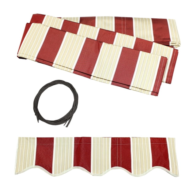 ALEKO Auvent Rétractable 6,5 X 5 Pieds Tissu de Remplacement, Multicolore à Rayures Couleur Rouge