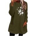 thumbnail image 1 of Pisexur Chandails pour Femmes en Molleton Doux d'Hiver Chaud à Manches Longues Col Rond Chandail en Molleton Mode Imprimé Floral Chandail Décontracté Surdimensionné Thermique avec Poches, 1 of 3
