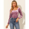 thumbnail image 3 of INSPIRE CHIC Blouse Haut à Encolure Carrée en Velours à Manches Longues pour Femme, 3 of 6