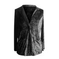 thumbnail image 4 of IROINID Veste Courte Confortable pour Femmes, Col à Revers, Couleur Unie, Manches Longues, Noir, 4 of 5