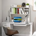 thumbnail image 2 of Costway Bibliothèque de Bureau pour Ordinateur, Organisateur de Rangement de Comptoir avec 4 Casiers, Blanc, 2 of 10