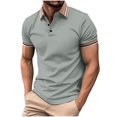 thumbnail image 2 of Shirts for Men, Mens Patchwork Fallow Button Round Neck Sports Short Sleeve Shirt, 2 of 6