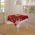 thumbnail image 2 of Christmas Tablecloth Square 54 x 54 Inch Christmas Red Square Table Cloth Polyester Fabric Xmas Winter White Red Snowflake Table Cover for Kitchen Party Picnic Outdoor Decor, 2 of 7