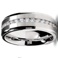 thumbnail image 2 of 7MM Men's Eternity Titanium Ring Wedding Band with Cubic Zirconia CZ size 8.5, 2 of 7