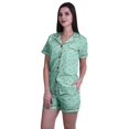 thumbnail image 3 of Moomaya Ensemble de Pyjama en Coton pour Femmes, Chemise de Nuit à Col Cranté à Manches Courtes, 3 of 6
