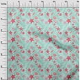 thumbnail image 3 of oneOone Silk Tabby Aqua Blue Fabric Beach Seashell Sewing Craft Projects Fabric Prints By Yard 42 Inch Wide, 3 of 4