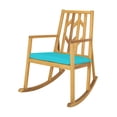 thumbnail image 1 of Costway Patio Rocking Chair Acacia Wood Armrest Cushioned Sofa Garden Deck Turquoise, 1 of 8