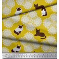 thumbnail image 2 of Soimoi Tissu Poly Georgette Imprimé Floral & Chat au Mètre 42 Pouces de Large, 2 of 3