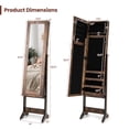 thumbnail image 3 of Costway Jewelry Mirrored Cabinet Armoire Organizer Storage Box with Stand Christmas Gift Brown, 3 of 10