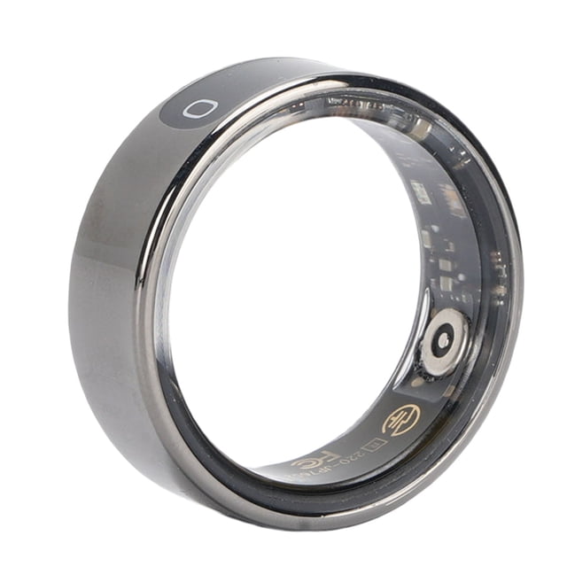 Fitness Ring, Stainless Steel Real Time Monitoring Waterproofing Step Counting APP Control Smart Ring for Parties 8 ID: 18.2mm/0.71in, Circumference: 57mm/ 2.24in,9 ID: