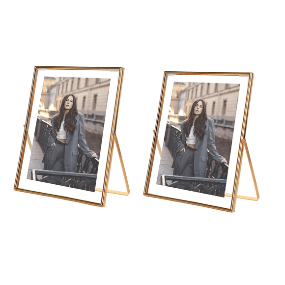 Metal Picture Frame 8X10, for Multiple Photo Sizes (6X8, 5X7,8X10), Real Glass, Tabletop Floating Picture Frames
