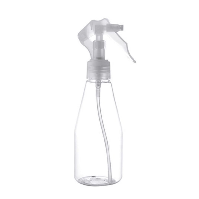 DPTALR Empty Bottle Portable Spray Bottle Travel Split Bottle Spray Bottle 200ml. A transparent plastic spray bottle with a 200ml capacity, featuring a leak-proof design and a trigger spray nozzle. Ideal for liquid dispensing, disinfection in public spaces, and personal care use. Made of durable, non-toxic PP material, measuring 5.5 x 18.5 cm.