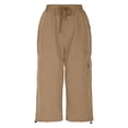 thumbnail image 3 of Plebaso Pantalon Capri Cargo pour Femmes, Joggers de Randonnée Légers à Cordon, Capris de Travail d'Extérieur avec Poches, 3 of 6