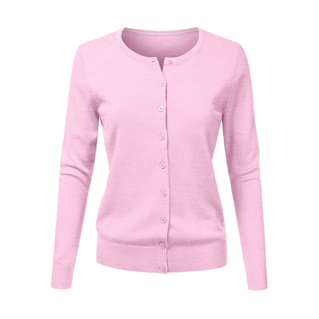Cardigan à Col Rond pour Femmes, Mode Durable, Tricoté, Manches Longues, Grandes Tailles, Coupe Ample, Couleur Unie, Veste Chandail Courte, Cardigan - Hontri