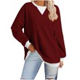 thumbnail image 1 of biudgviw Sweatshirts for Women Crew Neck Long Sleeve Oversized Pullover Tops Color Block Loose Fit Fall Clothings, 1 of 4