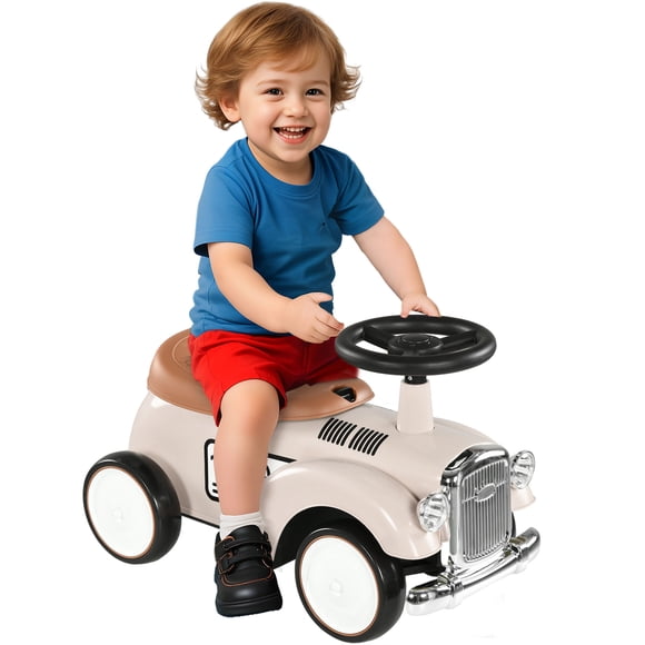 Aosom Voiture à Glissade pour Enfants avec Rangement sous le Siège, Klaxon et Volant