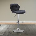 thumbnail image 2 of CorLiving Mateo Modern Faux Leather Geometric Tufted Adjustable Swivel Indoor Bar Stools, Black (Set of 2), 2 of 6