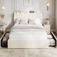 thumbnail image 3 of Bingirl Full Boucle Upholstered Platform Bed Frame for , with 2 Flexible Drawers and Bookcase Headboard, Noise-Free, Easy Assembly, No Box Spring Required, Beige, 3 of 6