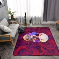 thumbnail image 2 of DouZhe Red Rose Skull Tapis de Zone Motif Antidérapant Lavable en Machine, Style Moderne, 63x48 Pouces, 2 of 6