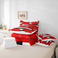 thumbnail image 5 of Ensemble de Douillette Simple à Fleurs de Coquelicots Rouges, 7 Pcs en Microfibre Douce à Rayures Noires et Blanches avec Drap-Housse, Drap Plat, 2 Couvre-Oreillers et 2 Taies d'Oreiller - Ensembles de Literie Florale de Plantes de Jardin, 5 of 5