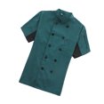 thumbnail image 2 of Chef Coat Short Sleeve with Buttons Pockets Cook Jacket Chic Cooking Work Wear Uniform Costume for Restaurant Hotel Cafe Kitchen Dark Green 3XL, 2 of 6