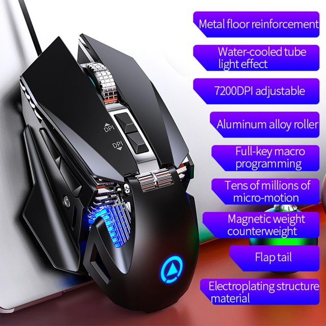 Maytalsory Souris de Jeu Mécanique G10 Filaire avec Rabat DPI Queue 7200 Noir