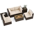 thumbnail image 1 of Gymax Set Of 7 Furniture Set w/32'' Fire Pit Table & Propane Tank Cover Outdoor White, 1 of 6