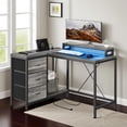 thumbnail image 1 of Yiwa Corner Computer Desk, L-Shaped with LED, Storage Drawers & Power Outlets, 1 of 9