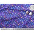 thumbnail image 2 of Soimoi Blue Velvet Fabric Insect,Sun & Cartoon Alphabets Text Printed Craft Fabric by The Yard 58 Inch Wide, 2 of 3