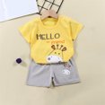 thumbnail image 1 of EGNMCR Ensembles de Blouses et Chemises à Manches Courtes Col Rond pour Tout-Petits Garçons Filles Mode Mignon Imprimé Chiot Costume Décontracté Ensemble Fille, 1 of 4