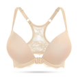 thumbnail image 1 of YANDW Push Up Front Closure Plunge Bras for Women Thick Padded Lace Racerback Underwire Bra, Beige 40A, 1 of 5