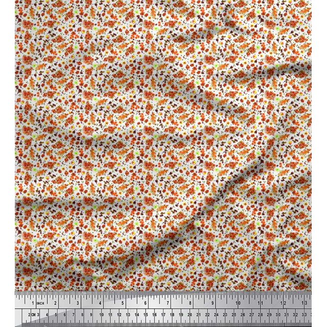 Soimoi Polyester Crepe Fabric Flower Watercolor Print Fabric by Yard 42 Inch Wide