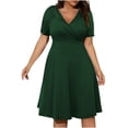 thumbnail image 2 of EGNMCR Robes de Vacances pour Femmes Robe Décontractée Grande Taille Col en V Manches Courtes Boho avec Poches, 2 of 6