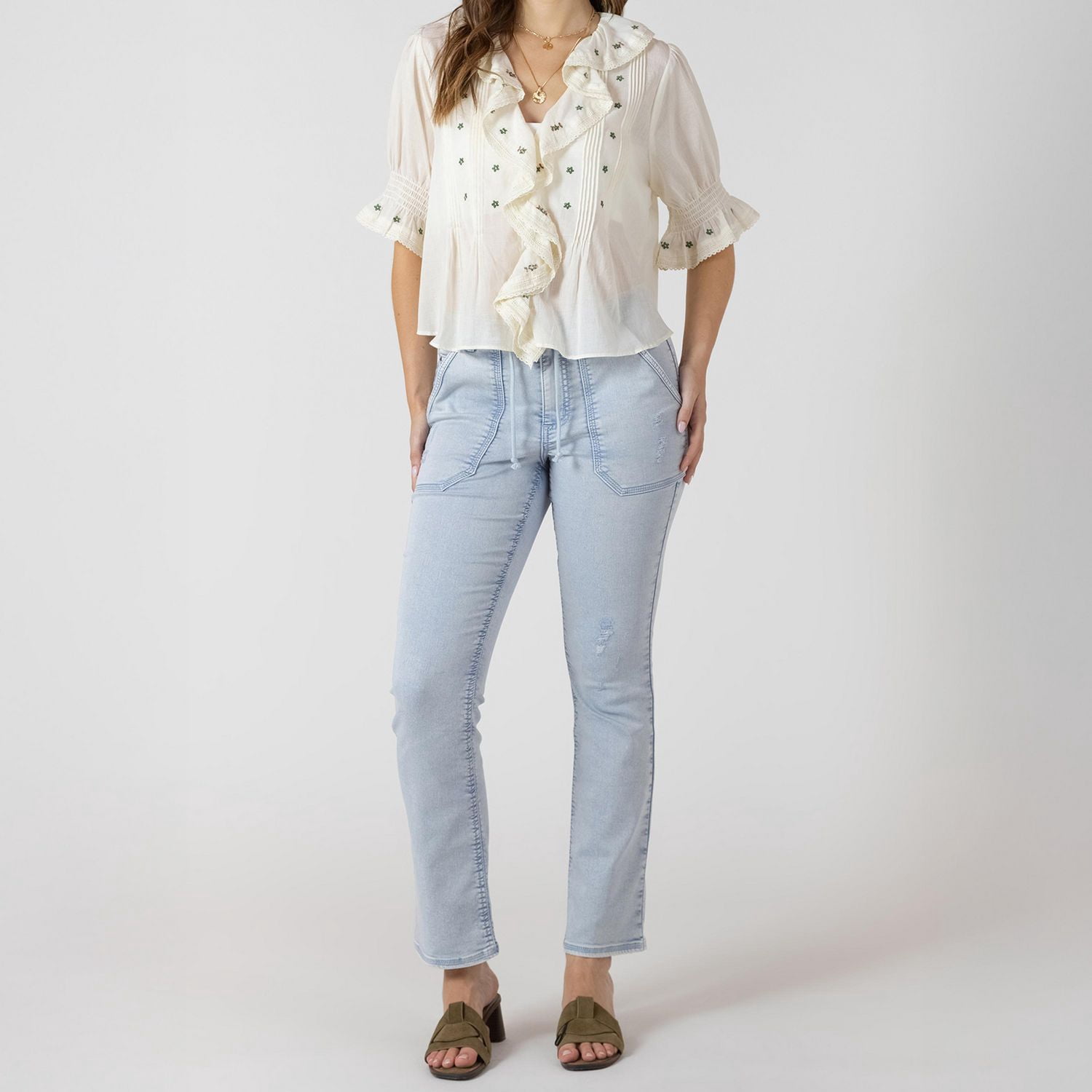 Devoted, Blouse brodée à volants, tailles TP TG