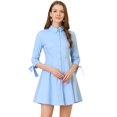 thumbnail image 1 of INSPIRE CHIC Robe-Chemise Patineuse en Coton pour Femmes à Col, Manches 3/4, Boutonnée, 1 of 6