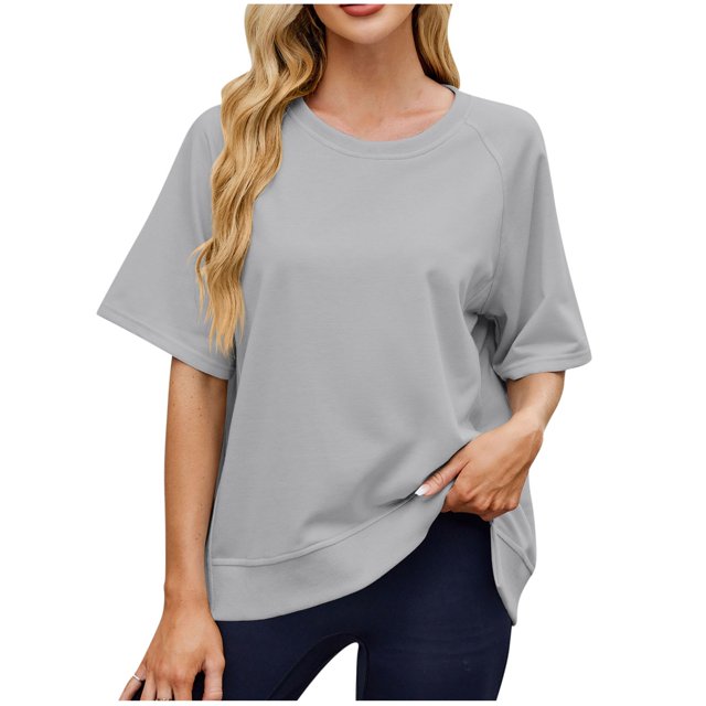 T-shirts à Manches Courtes pour Femmes Été Col Rond Décontracté Mode T-Shirt Basique Vêtements Mignons Tenues Tendance