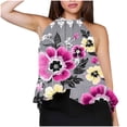thumbnail image 2 of Weiqiqre Spring Tops for Women Adjustable Tie Neckline Ruffle Hem Sleeveless Flowy Halter Tops, 2 of 6